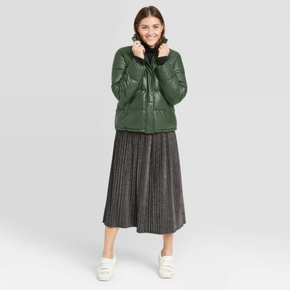 Women’s Faux Leather Puffer Jacket - A New Day